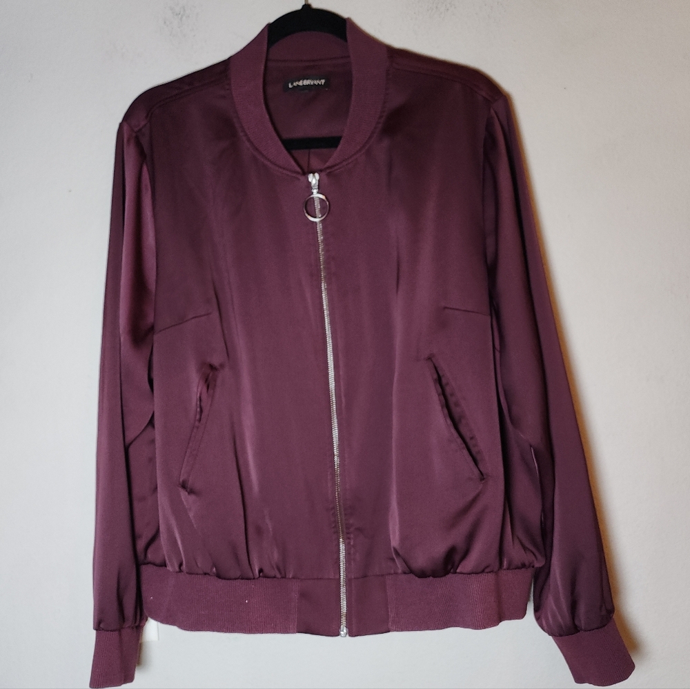 Lane Bryant Purple Plum Satin Bomber Jacket Plus Size‎ 18